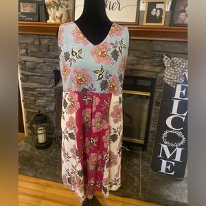 J. Jill Floral Colorblock Midi Dress
